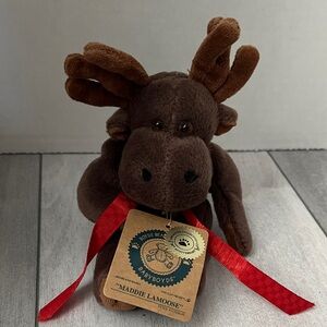 Boyds Bears Brown Moose with Red Ribbon